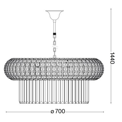 Ideal Lux - Kristāla lustra ar ķēdi NABUCCO 16xE14/40W/230V d. 70 cm zelta