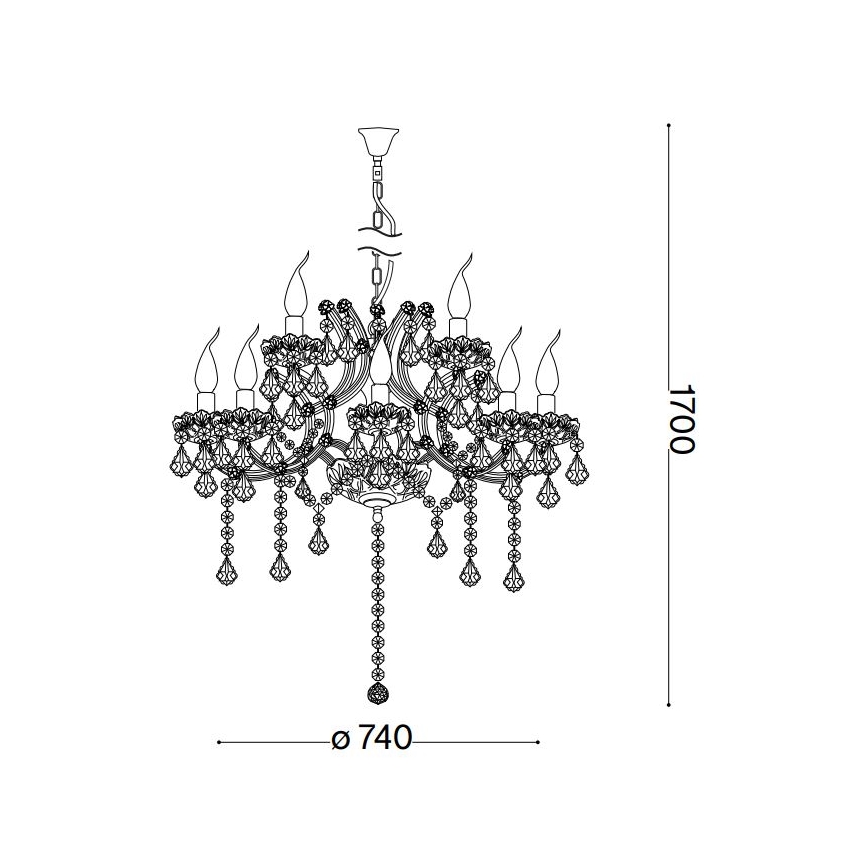 Ideal Lux - Kristāla lustra ar ķēdi NAPOLEON 12xE14/40W/230V d. 74 cm spīdīgi hromēts