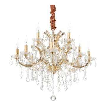 Ideal Lux - Kristāla lustra ar ķēdi NAPOLEON 12xE14/40W/230V d. 74 cm zelta