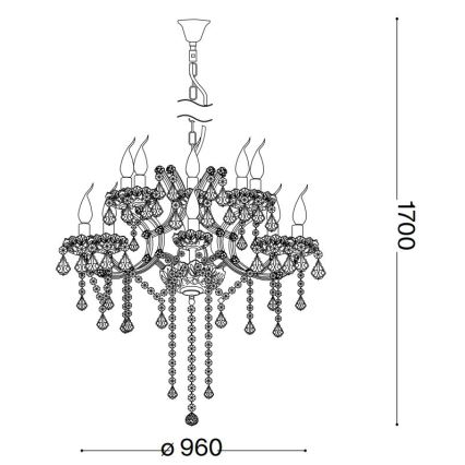 Ideal Lux - Kristāla lustra ar ķēdi NAPOLEON 18xE14/40W/230V d. 96 cm spīdīgi hromēts