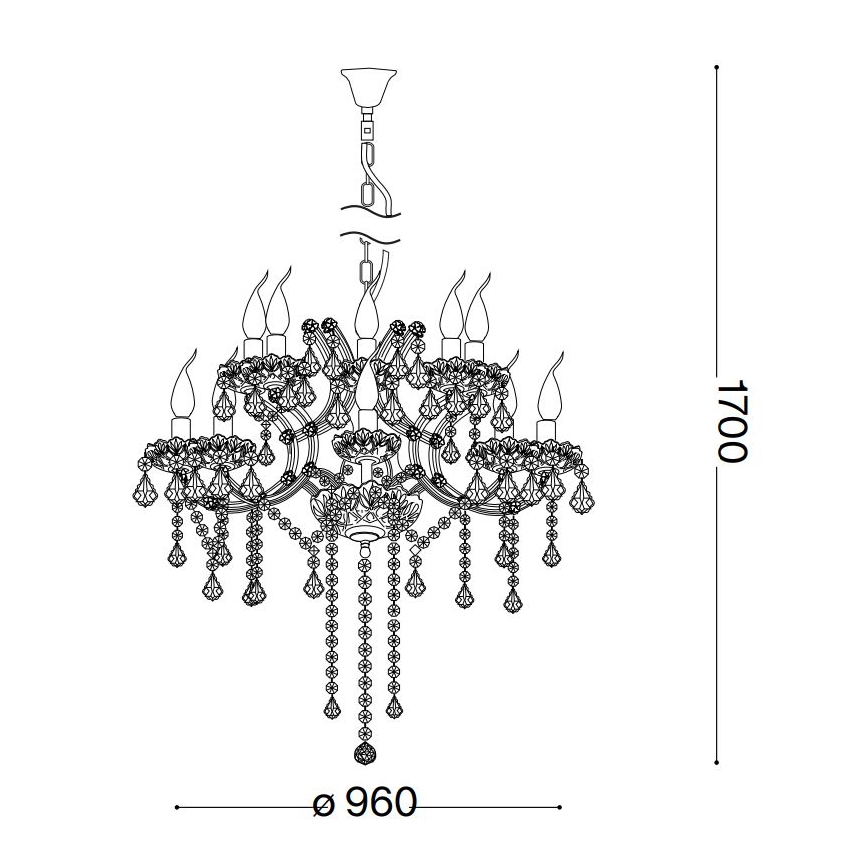 Ideal Lux - Kristāla lustra ar ķēdi NAPOLEON 18xE14/40W/230V d. 96 cm spīdīgi hromēts