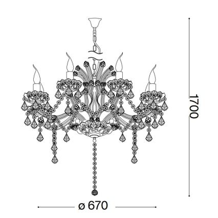 Ideal Lux - Kristāla lustra ar ķēdi NAPOLEON 8xE14/40W/230V d. 67 cm hroms