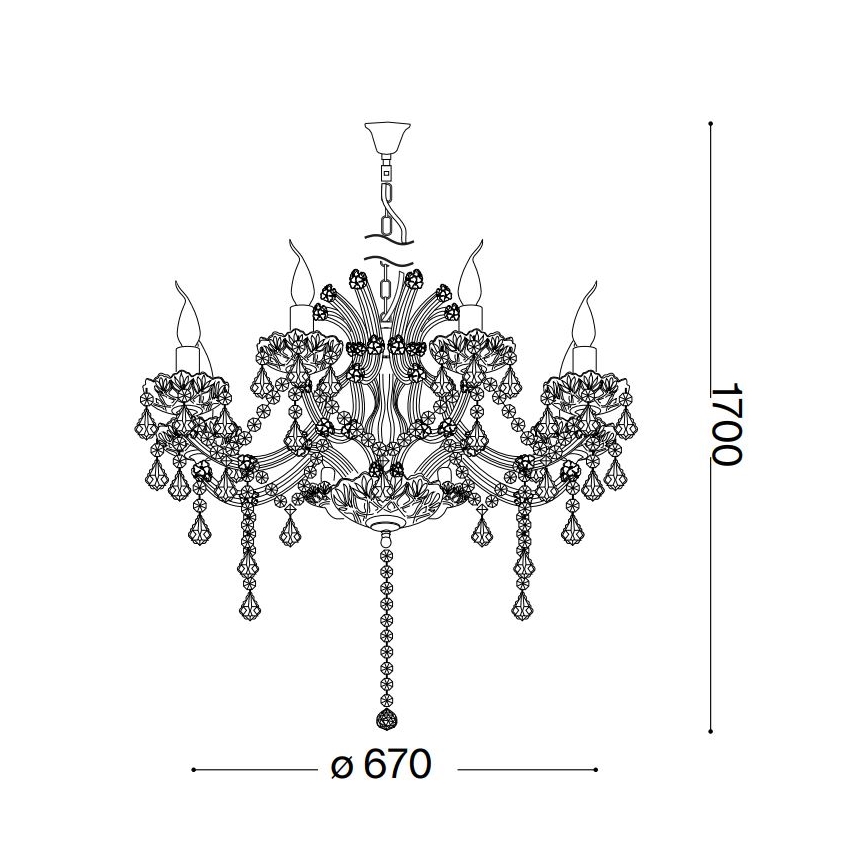 Ideal Lux - Kristāla lustra ar ķēdi NAPOLEON 8xE14/40W/230V d. 67 cm hroms