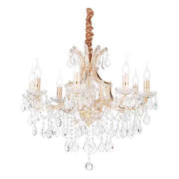 Ideal Lux - Kristāla lustra ar ķēdi NAPOLEON 8xE14/40W/230V d. 67 cm zelta