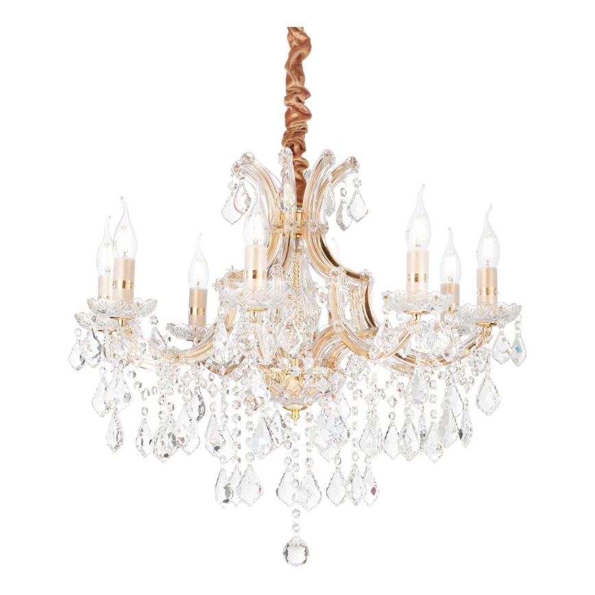 Ideal Lux - Kristāla lustra ar ķēdi NAPOLEON 8xE14/40W/230V d. 67 cm zelta