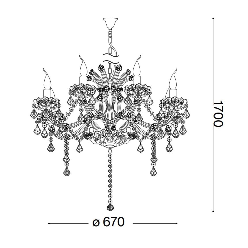 Ideal Lux - Kristāla lustra ar ķēdi NAPOLEON 8xE14/40W/230V d. 67 cm zelta