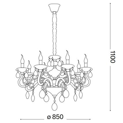 Ideal Lux - Kristāla lustra ar ķēdi NEGRESCO 10xE14/28W/230V d. 85 cm caurspīdīga