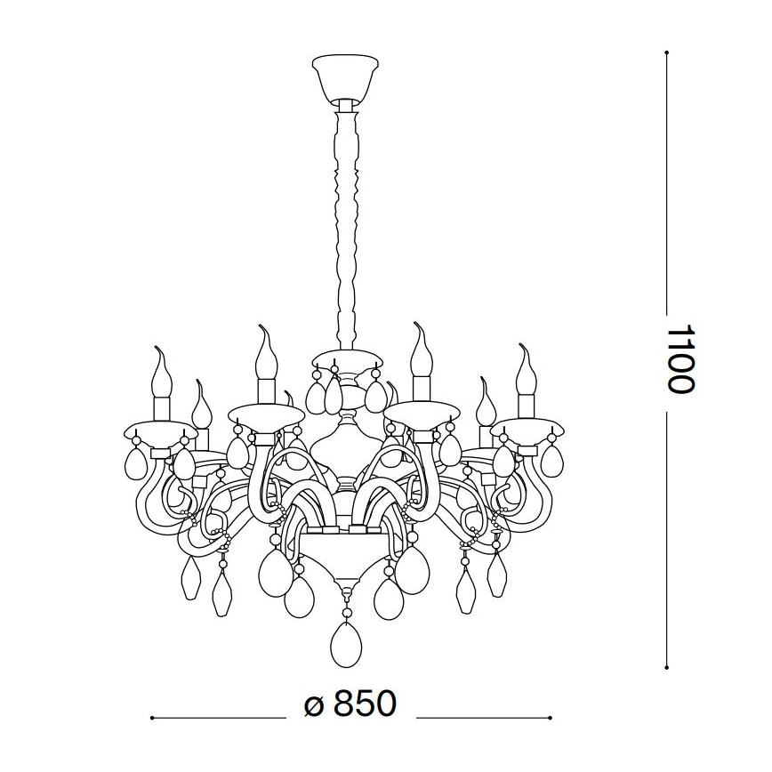 Ideal Lux - Kristāla lustra ar ķēdi NEGRESCO 10xE14/28W/230V d. 85 cm caurspīdīga