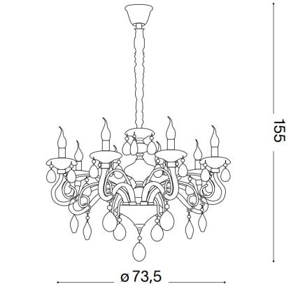 Ideal Lux - Kristāla lustra ar ķēdi NEGRESCO 8xE14/28W/230V d. 73,5 cm caurspīdīga