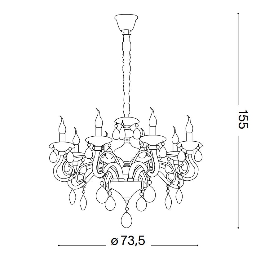 Ideal Lux - Kristāla lustra ar ķēdi NEGRESCO 8xE14/28W/230V d. 73,5 cm caurspīdīga