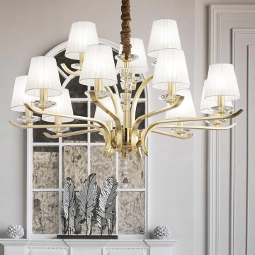 Ideal Lux - Kristāla lustra ar ķēdi PEGASO 12xE14/28W/230V d. 102 cm zelta