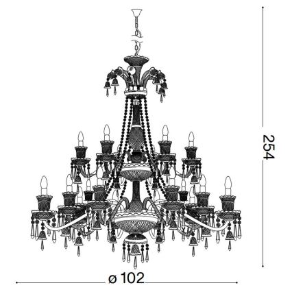 Ideal Lux - Kristāla lustra ar ķēdi REDENTORE 18xE14/40W/230V d. 102 cm caurspīdīga
