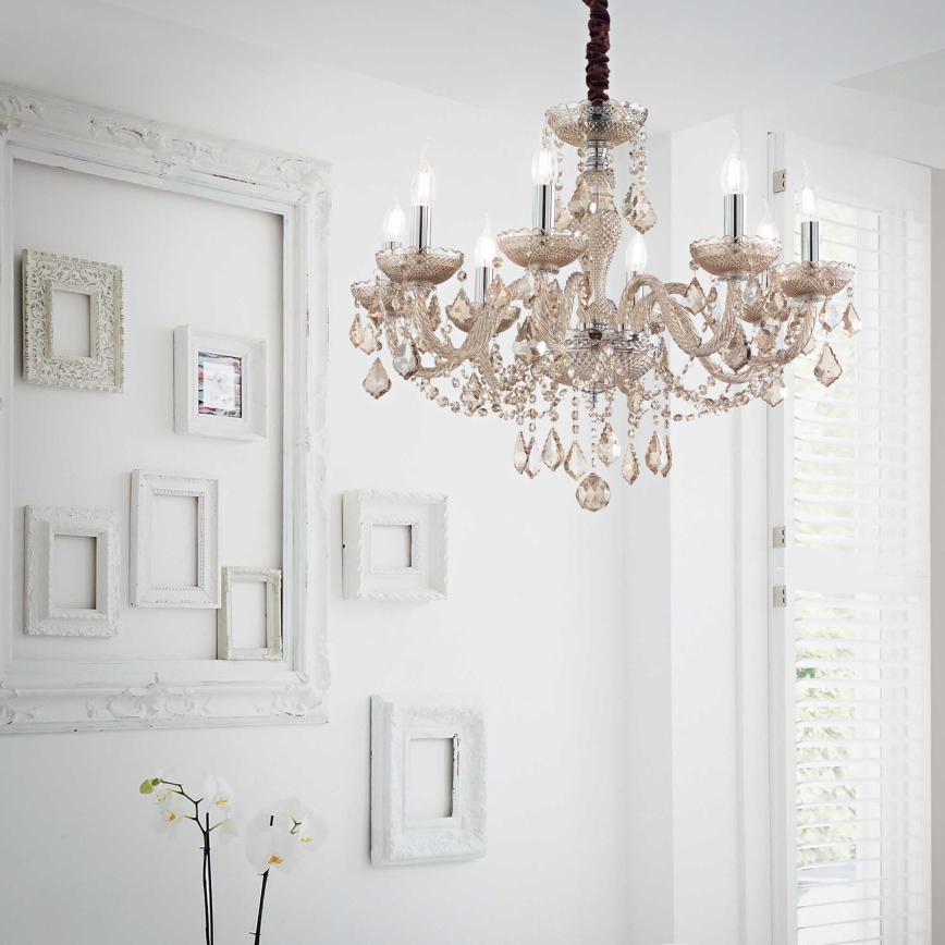 Ideal Lux - Kristāla lustra ar ķēdi ROSE 8xE14/40W/230V d. 78 cm bēša