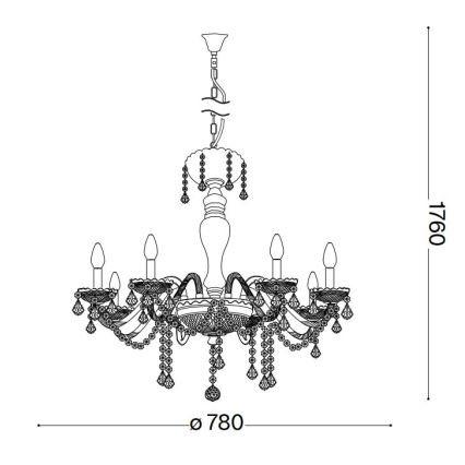 Ideal Lux - Kristāla lustra ar ķēdi ROSE 8xE14/40W/230V d. 78 cm bēša