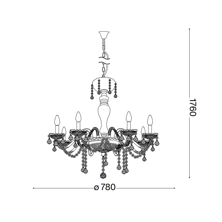 Ideal Lux - Kristāla lustra ar ķēdi ROSE 8xE14/40W/230V d. 78 cm bēša