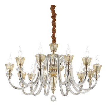 Ideal Lux - Kristāla lustra ar ķēdi STRAUSS 12xE14/40W/230V d. 84,5 cm misiņš
