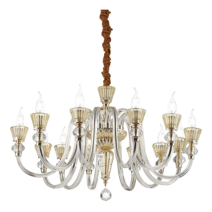 Ideal Lux - Kristāla lustra ar ķēdi STRAUSS 12xE14/40W/230V d. 84,5 cm misiņš