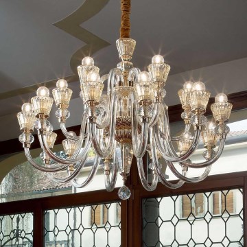 Ideal Lux - Kristāla lustra ar ķēdi STRAUSS 18xE14/40W/230V d. 85 cm misiņš