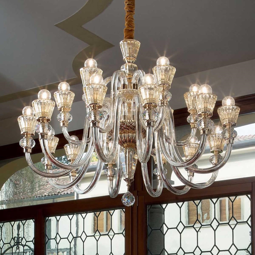 Ideal Lux - Kristāla lustra ar ķēdi STRAUSS 18xE14/40W/230V d. 85 cm misiņš