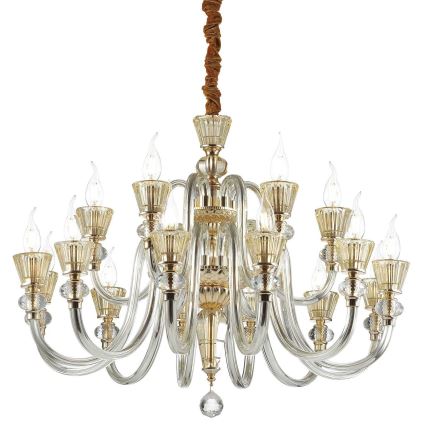 Ideal Lux - Kristāla lustra ar ķēdi STRAUSS 18xE14/40W/230V d. 85 cm misiņš