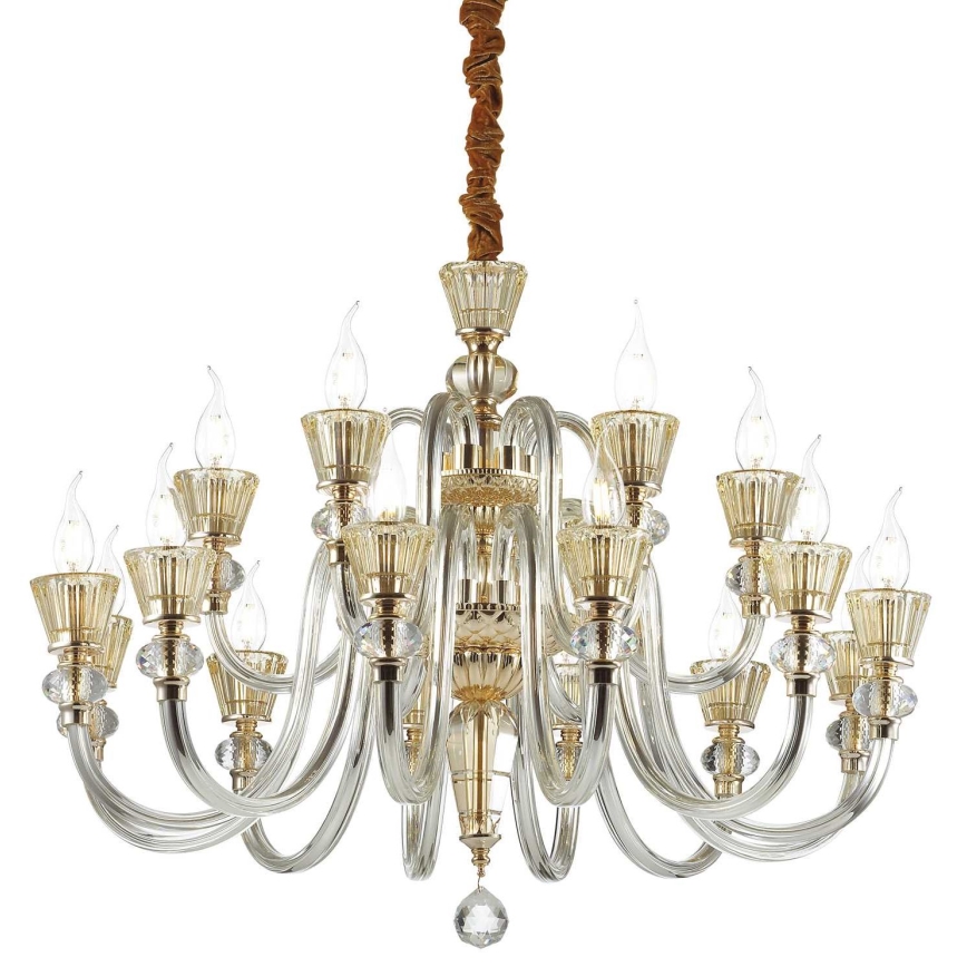 Ideal Lux - Kristāla lustra ar ķēdi STRAUSS 18xE14/40W/230V d. 85 cm misiņš