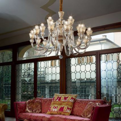 Ideal Lux - Kristāla lustra ar ķēdi STRAUSS 18xE14/40W/230V d. 85 cm misiņš