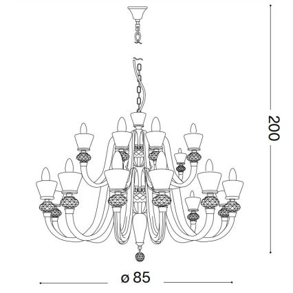 Ideal Lux - Kristāla lustra ar ķēdi STRAUSS 18xE14/40W/230V d. 85 cm misiņš