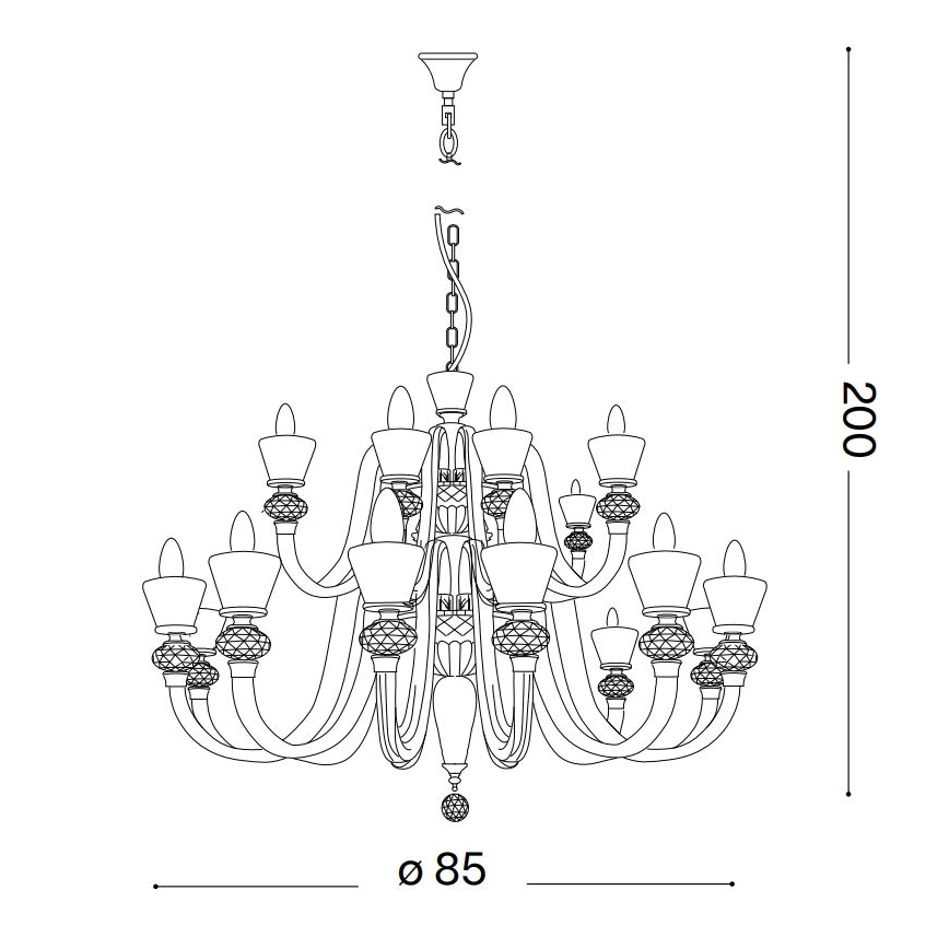 Ideal Lux - Kristāla lustra ar ķēdi STRAUSS 18xE14/40W/230V d. 85 cm misiņš