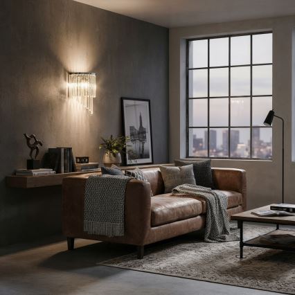 Ideal Lux - Kristāla sienas lampa CARLTON 3xE14/40W/230V spīdīgi hromēts