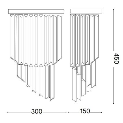 Ideal Lux - Kristāla sienas lampa CARLTON 3xE14/40W/230V spīdīgi hromēts