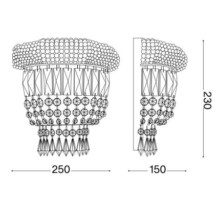 Ideal Lux - Kristāla sienas lampa DUBAI 2xE14/28W/230V spīdīgi hromēts