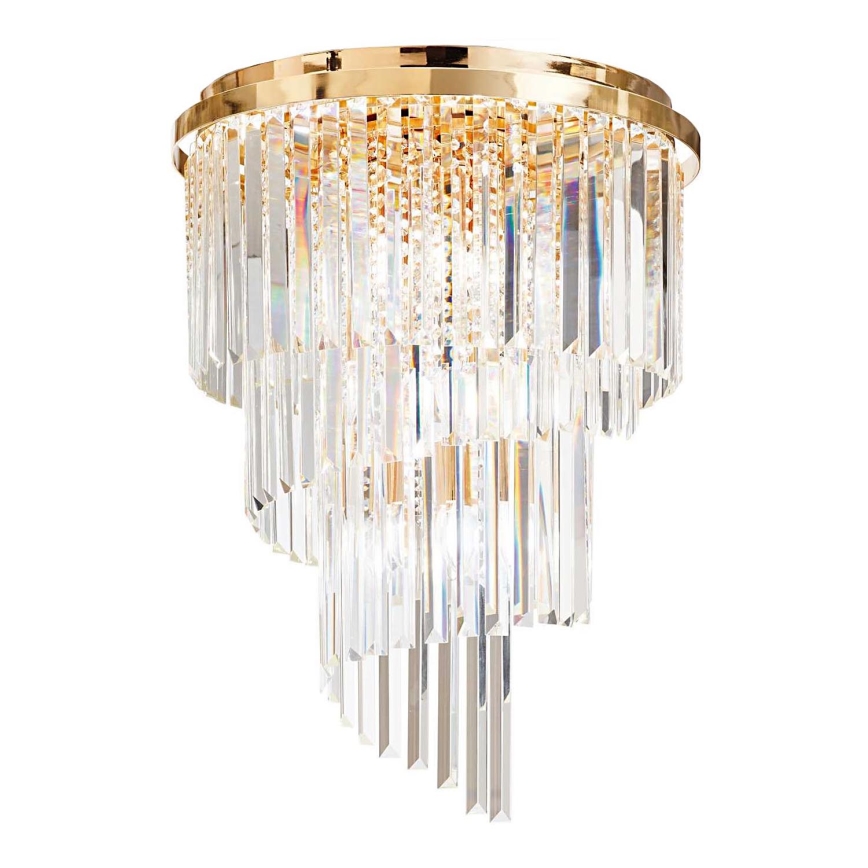 Ideal Lux - Kristāla virsapmetuma lustra CARLTON 12xE14/40W/230V d. 50 cm zelta