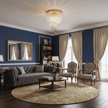 Ideal Lux - Kristāla virsapmetuma lustra CARLTON 12xE14/40W/230V d. 50 cm zelta