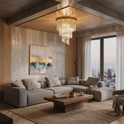 Ideal Lux - Kristāla virsapmetuma lustra CARLTON 12xE14/40W/230V d. 50 cm zelta