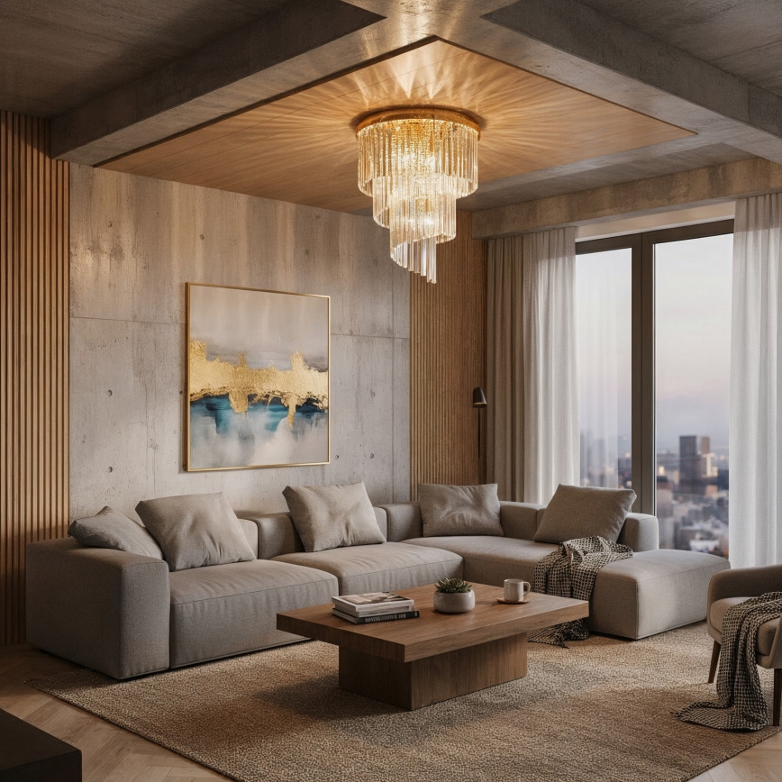 Ideal Lux - Kristāla virsapmetuma lustra CARLTON 12xE14/40W/230V d. 50 cm zelta