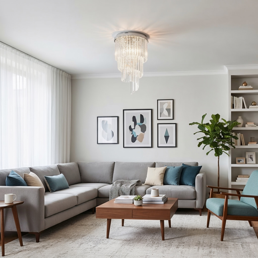 Ideal Lux - Kristāla virsapmetuma lustra CARLTON 8xE14/40W/230V d. 40 cm spīdīgi hromēts