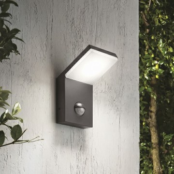 Ideal Lux - LED āra gaismeklis ar sensoru STYLE LED/9W/230V 4000K CRI 90 IP54, antracīta krāsa