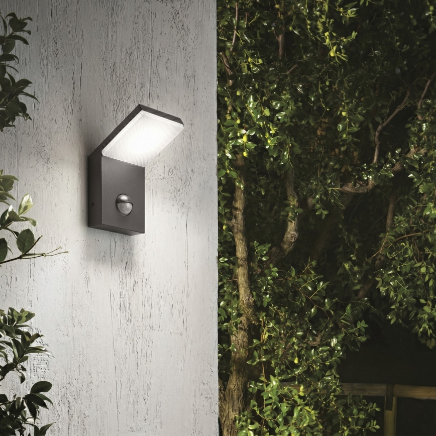Ideal Lux - LED āra gaismeklis ar sensoru STYLE LED/9W/230V 4000K CRI 90 IP54, antracīta krāsa