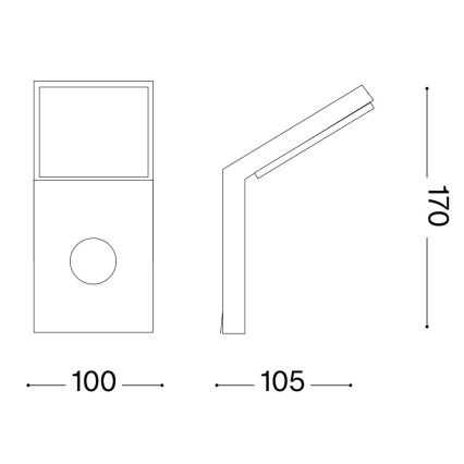 Ideal Lux - LED āra gaismeklis ar sensoru STYLE LED/9W/230V 4000K CRI 90 IP54, antracīta krāsa