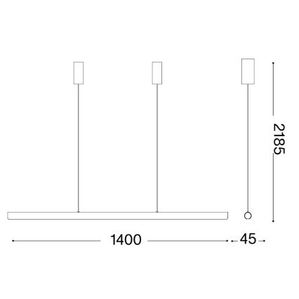 Ideal Lux - DORICA regulējams LED pakaramais gaismeklis uz troses LED/35W/230V CRI 90 140 cm melns