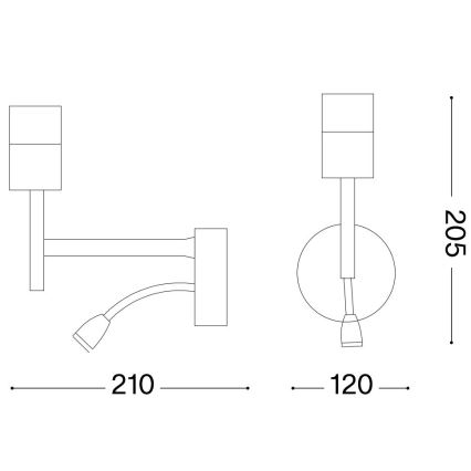 Ideal Lux - LED Elastīga lampa ar stiprinājumu KOMPLEKTS UP 1xE27/42W + LED/3W/230V CRI 90 USB melna