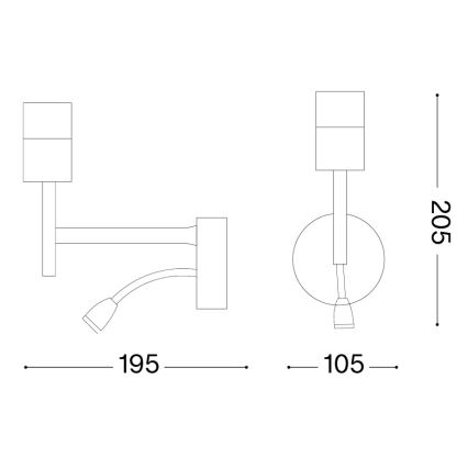 Ideal Lux - LED elastīga lampa ar montāžu KOMPLEKTS 1xE27/42W + LED/3W/230V CRI 90 USB zelta krāsā