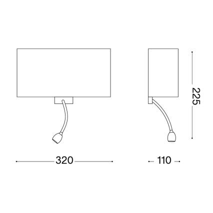 Ideal Lux - LED Elastiska sienas lampa HOTEL 1xE27/60W + LED/1,5W/230V