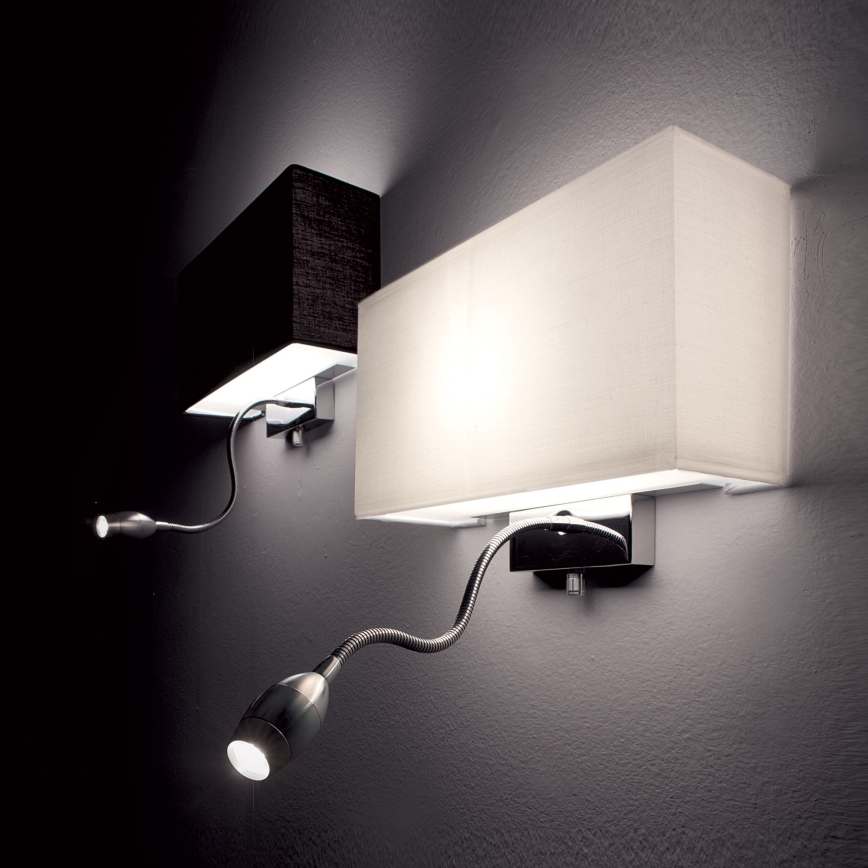 Ideal Lux - LED elastīgs sienas gaismeklis HOTEL 1xE27/60W/230V + LED/1,5W/230V