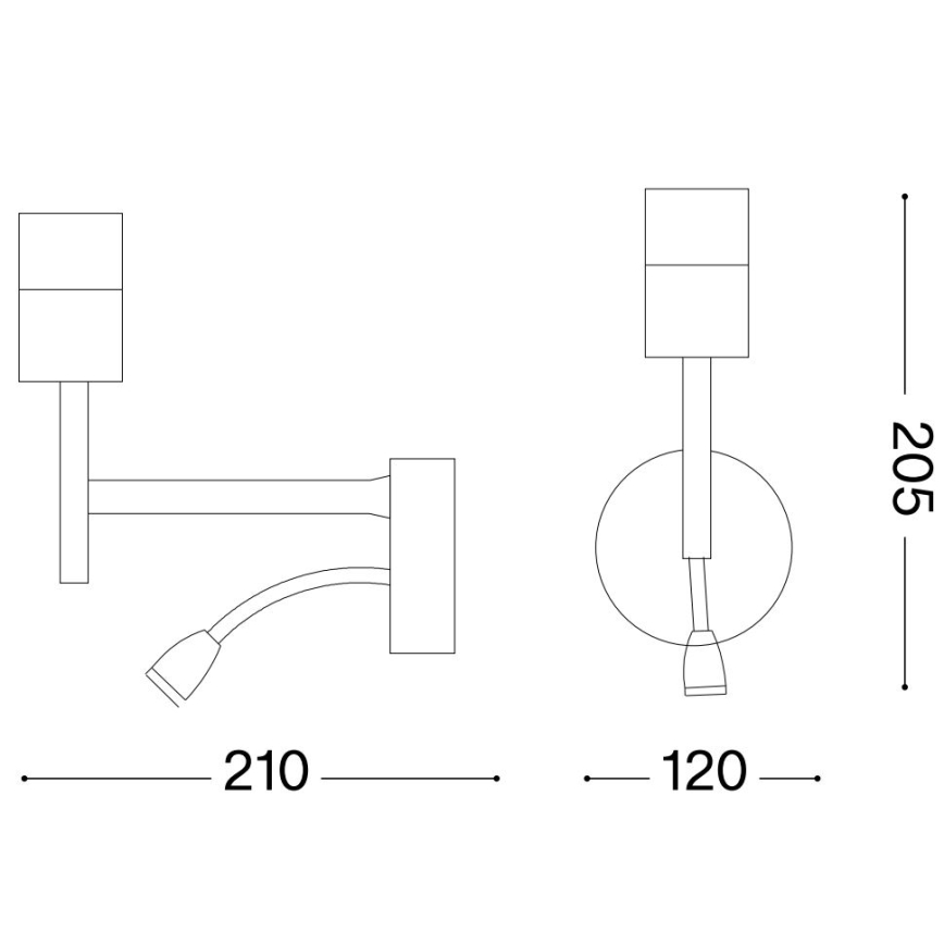 Ideal Lux - LED Pielāgojama lampa ar stiprinājumu KOMPLEKTS UP 1xE27/42W + LED/3W/230V CRI 90 USB spīdīgi hromēts