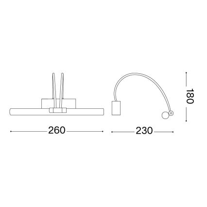 Ideal Lux - LED gaismeklis gleznām BOW LED/3,5W/230V CRI 90 26 cm misiņš