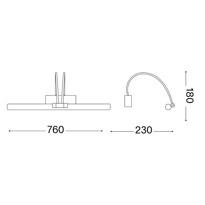 Ideal Lux - LED gleznu lampa BOW LED/8W/230V 76 cm CRI 90 misiņš