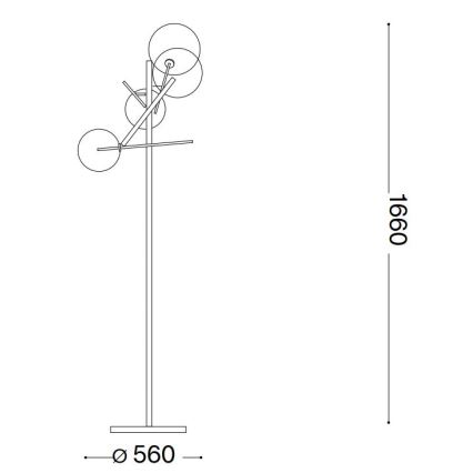 Ideal Lux - LED Grīdas stāvlampa EQUINOXE 4xG4/2W/230V misiņš/dūmakains