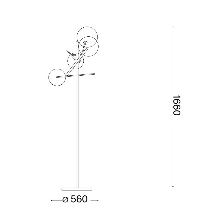 Ideal Lux - LED Grīdas stāvlampa EQUINOXE 4xG4/2W/230V misiņš/dūmakains