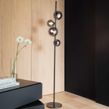 Ideal Lux - LED Grīdas stāvlampa PERLAGE 4xG9/3W/230V melna/dūmakains